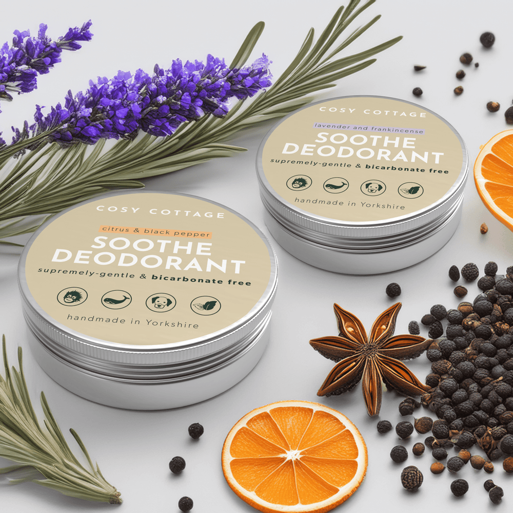 Bicarbonate Free Natural Deodorant for sensitive skin with Citrus & Black Pepper,  - Cosy Cottage Soap