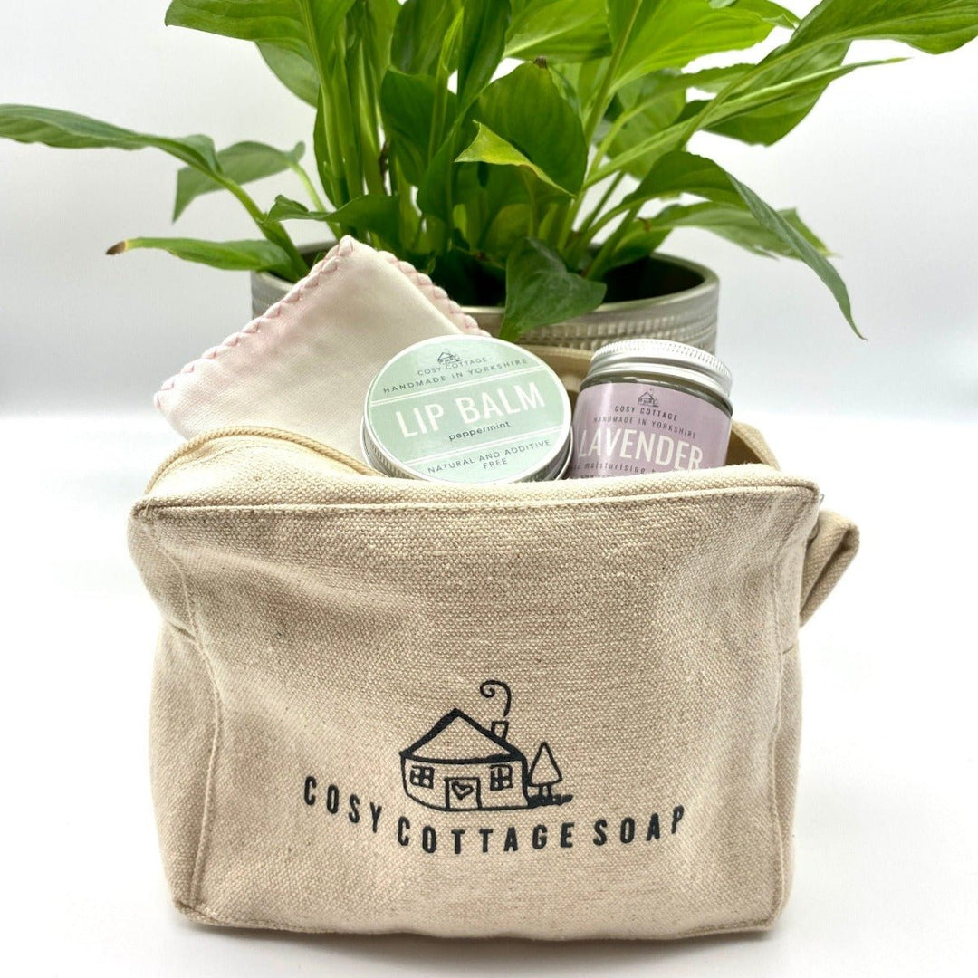 Cosy Cottage Unbleached Cotton Zip Up Cosmetic Bag - Cosy Cottage Soap