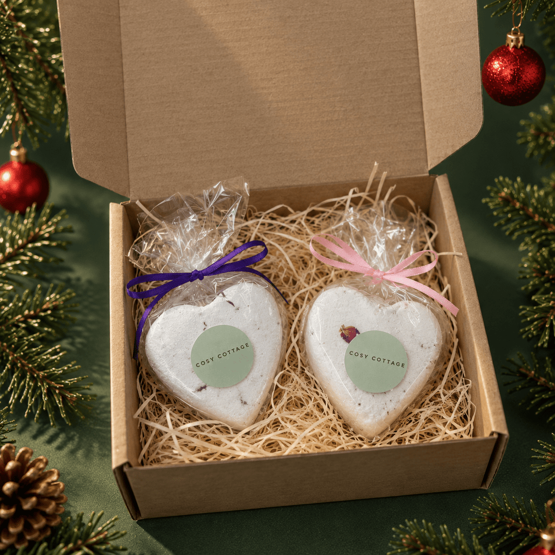 Festive and Floral Bath Bomb Duo - Cosy Cottage Soap