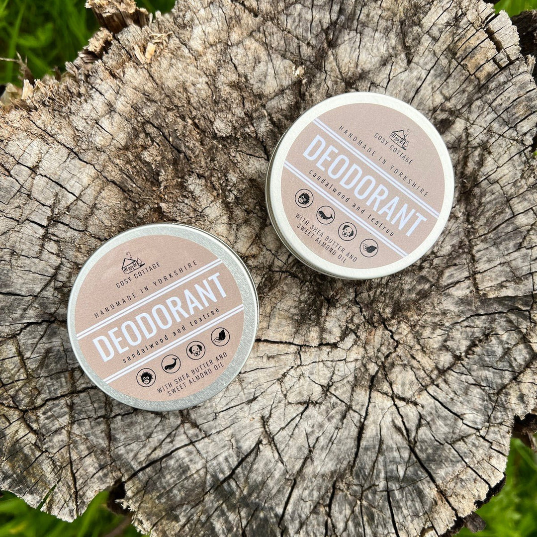 Natural Deodorant With Sandalwood & Tea Tree Essential Oils - Spatula available - Cosy Cottage Soap