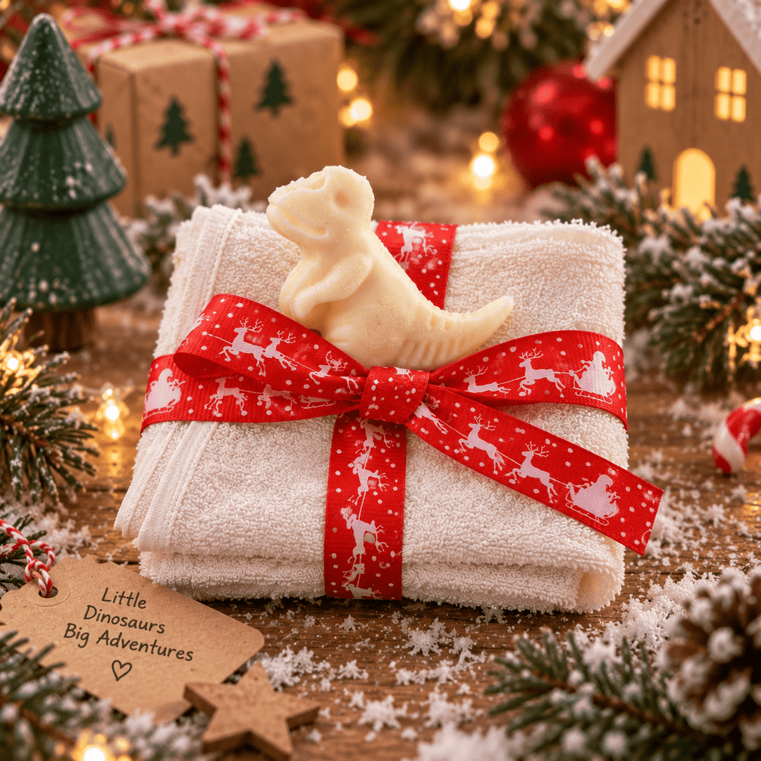 Soapy Dino Christmas Chum and Cloth Set - Cosy Cottage Soap