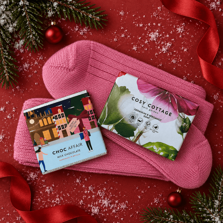 Super Seasonal Soap, Pink Socks & Choc Bundle - Cosy Cottage Soap